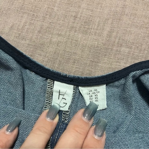 Happily Grey Oversized Denim Jumpsuit Overalls Coveralls Size XS adjustable Fall - Picture 7 of 8